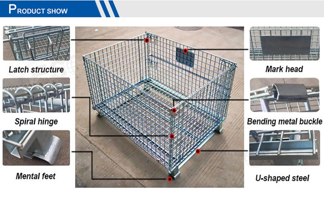 Wholesale Collapsible Lockable Wire Mesh Container Metal Storage Cages for Warehouse