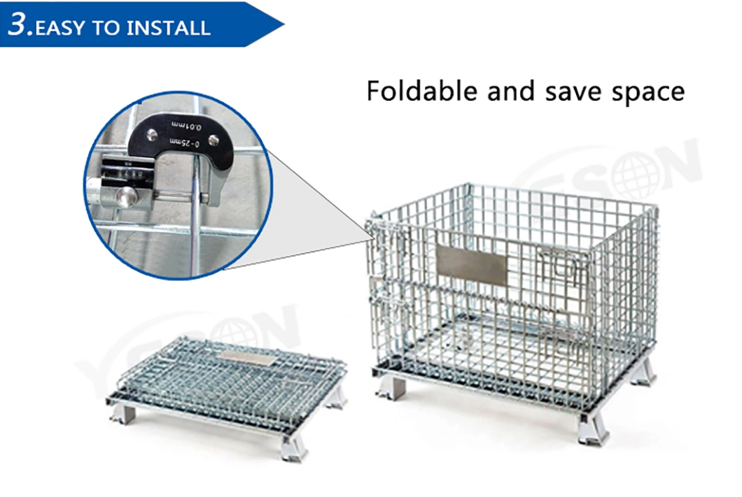 High Quality Storage Stackable Industrial Folding Galvanized Welded Wire Mesh Container