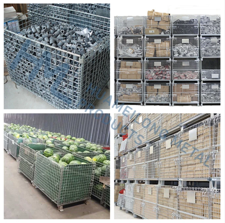 Welded Galvanized Collapsible Stackable Storage Heavy Duty Portable Shipping Steel Wire Mesh Cage Containers