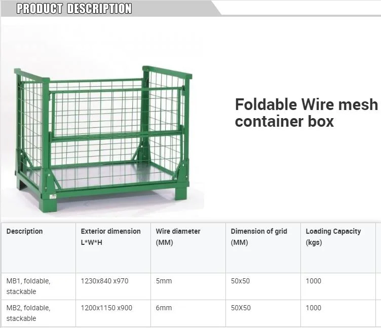 Material Handling Foldable Lockable Wire Mesh Warehouse Metal Stacking Welding Storage Cage with Wheels