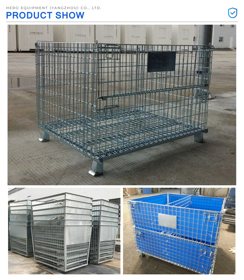 Heavy Duty Demountable Collapsible Rigid Metal Bulk Wire Mesh Cage Storage Stacking Containers