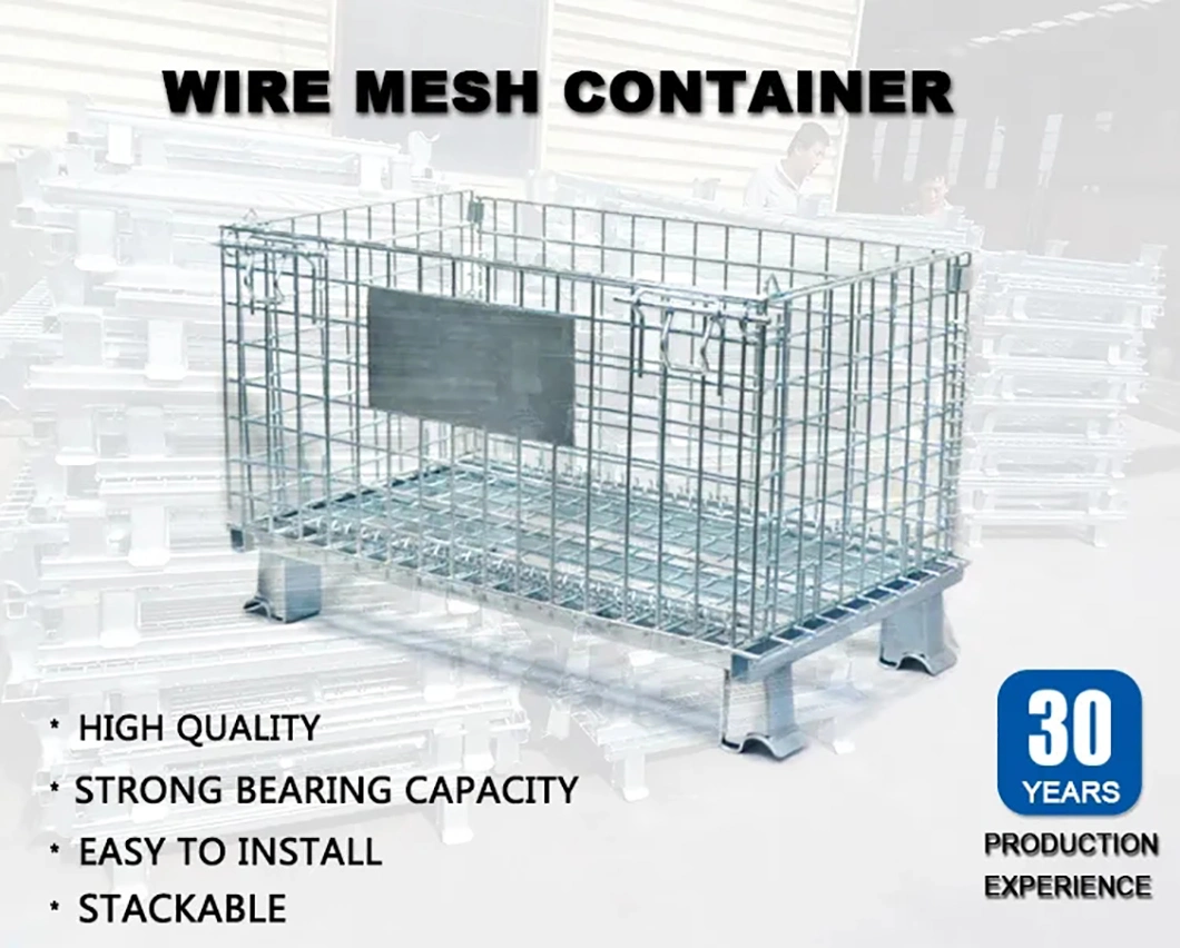 Wire Mesh Pallet Storage Cage for Stacking Good Price Wire Mesh Basket Folding Warehouse Cage Wire Mesh Container