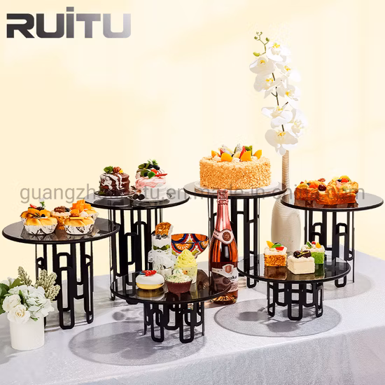 Pedestal PARA Light Refreshments Pastry Cupcake Riser Hexagon Shape 3 Layer Stainless Steel Wedding Fruit Cake Stand Dessert Buffet Display Racks in Dubai