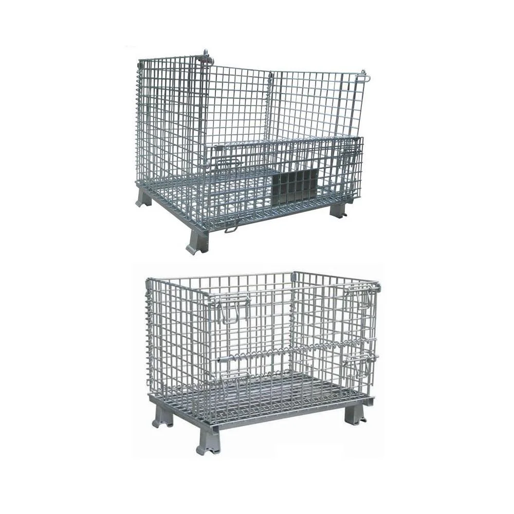 Lockable Wire Mesh Warehouse Metal Storage Cage with Wheels