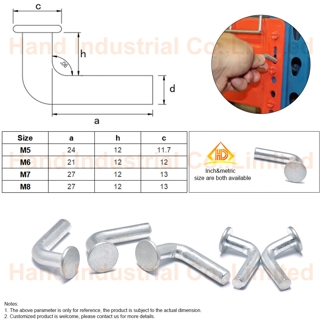 18-8 Stainless Steel 304 316 Pallet Rack L Type with Round Flat Head for Safety Drop Pin