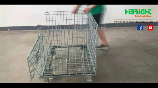 Съемная подвижная запираемая металлическая клетка для хранения поддонов супермаркета с колесами